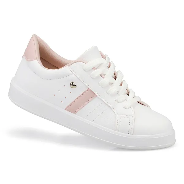 Tênis Casual Feminino Branco Cadarço Leve e Confortável  28-040