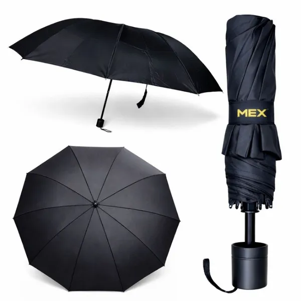Guarda Chuva Grande Reforçado Contra Vento Sombrinha Unissex Preto com Proteção UV para Sol