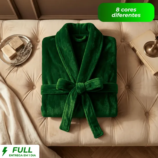 Roupão Adulto Inverno Microfibra Plush Unissex Com Bolso Manga Longa e Cinto para Piscina e Banho