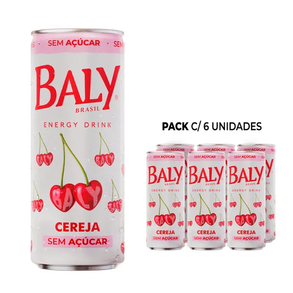Pack Energético Baly Energy Drink Cereja Sem Açucar 250ml