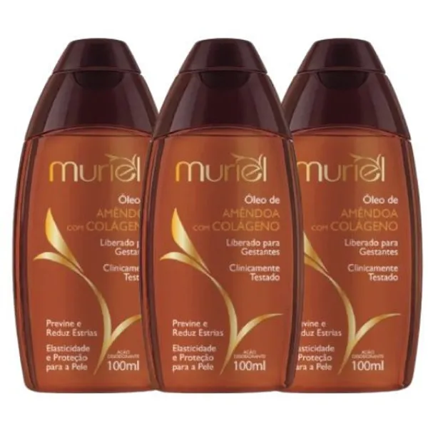 Kit 3 und Óleo Corporal Muriel Amêndoa com Colágeno 100ml
