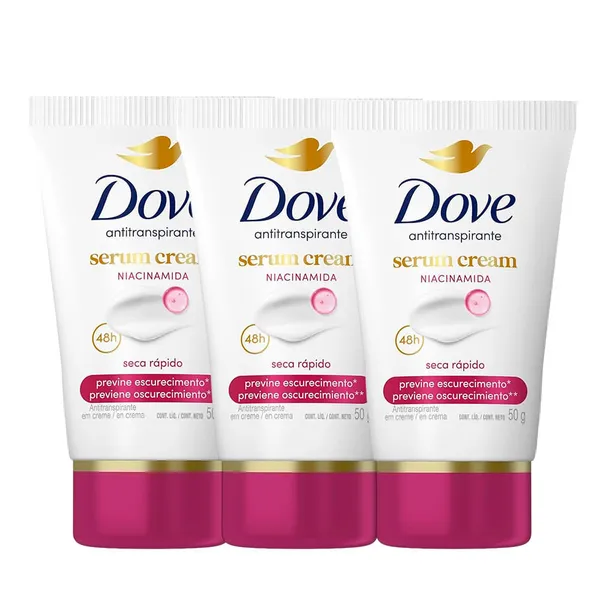 Kit Desodorante Dove Sérum Creme Previne Escurecimento Niacinamida 50g - 3 Unidades