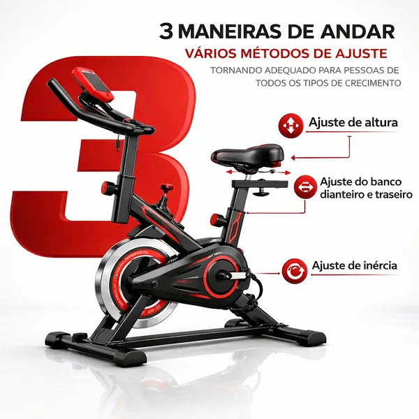 Bicicleta Bike Ergometrica Spinning Academia Fitness Profissional 120kg Roda Inércia 4Kg 13kg