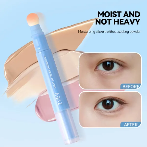 Caneta corretiva ZVEV, ilumine o sulco lacrimal, cubra olheiras, manchas e marcas de acne, suave e úmida, longa duração