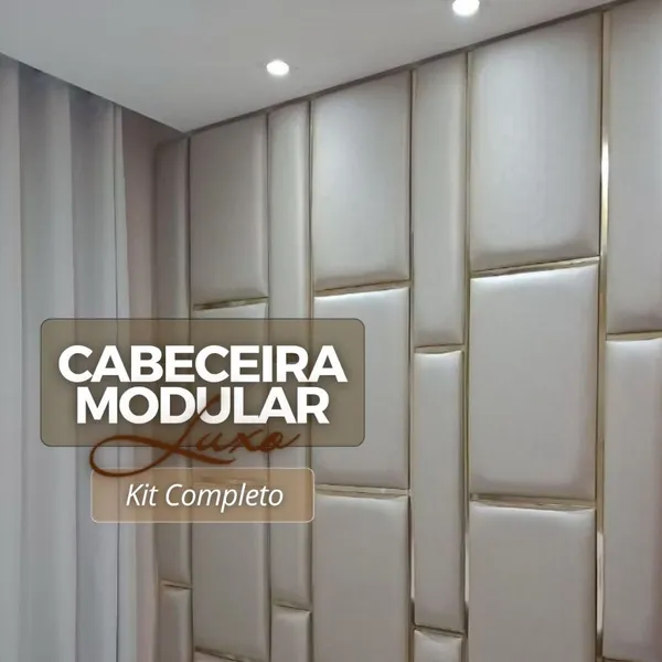 Kit Cabeceira de Cama Modulada Dominó Tetris Estofada Confortável Adesiva Cama Casal Queen e King