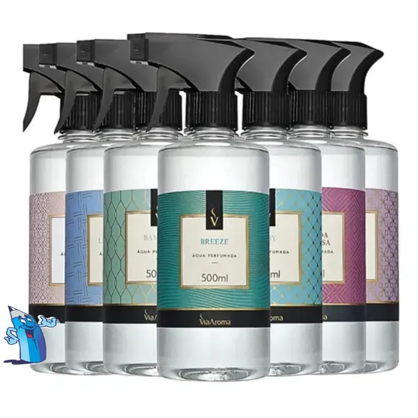 ÁGUA PERFUMADA 500ML VIA AROMA SPRAY PARA TECIDO CHEIRINHO PARA CASA PERFUMADA