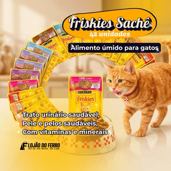 Friskies Ração Úmida Sachê 85g Sabores Sortidos Gatos Kit 42 Sachês