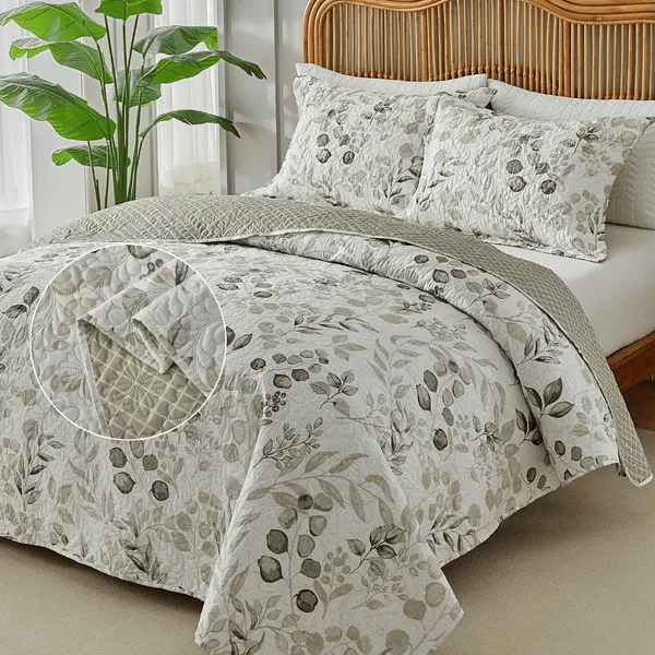 Kit Colcha Cobre ​Leito 3 Peças Itália Estampado Dupla Face Aba Americana King Queen Casal Solteiro