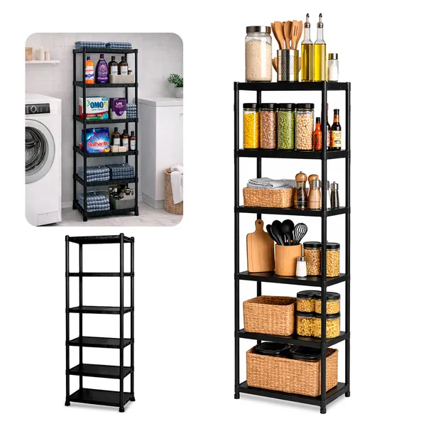 Prateleira Modular  Lavanderia Desmontável Multiuso Estante Organizadora de Plástico Com Pezinhos 6 Andares