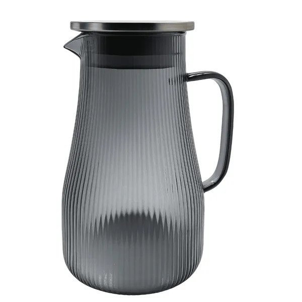 Jarra De Vidro ​Borossilicato Tampa Inox 1,5l Listras Fumê