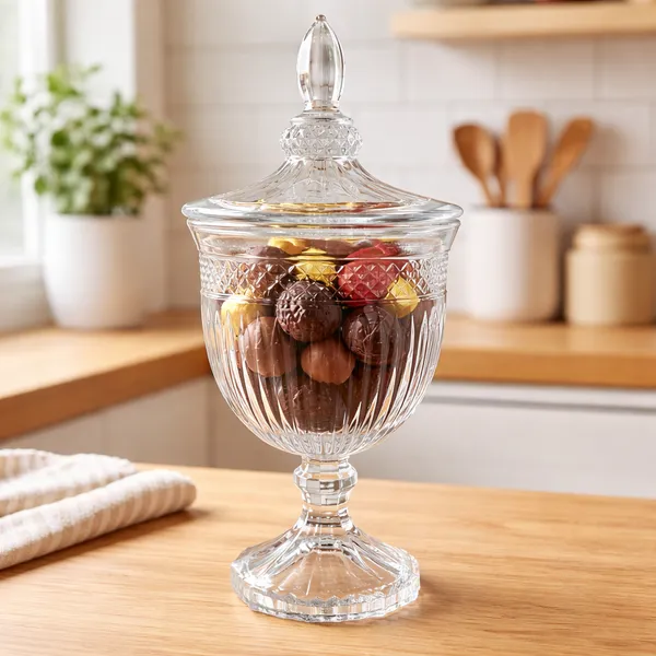 Bomboniere Vidro com Tampa 470ml Porta Doces Luxo