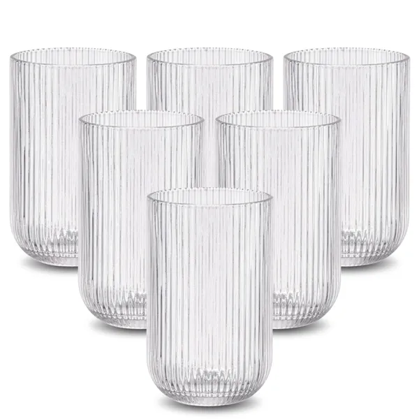 Jogo 6 Copos de Vidro 450ml Canelado Sofia Elegante