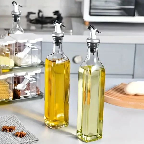 Kit 2 Galheteiro Vidro 500ml Bico Dosador Porta Azeite Vinagre Molho Shoyu Pimenta Cozinha Culinária