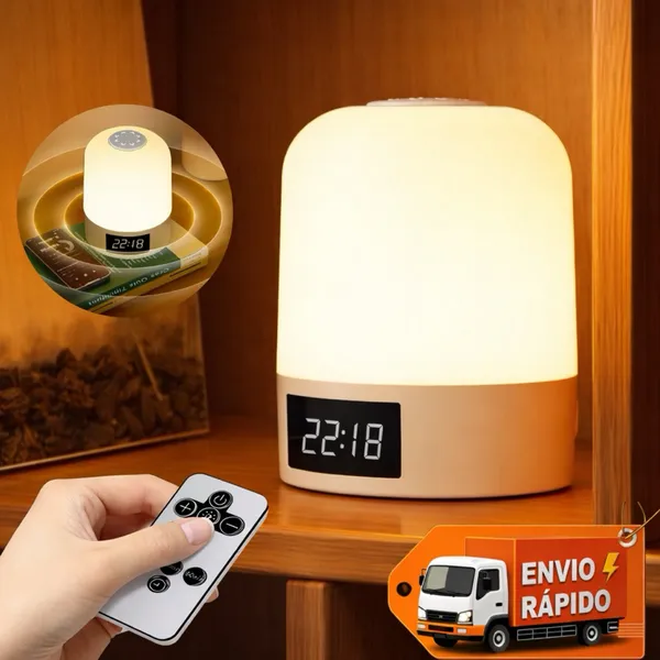 Lâmpada De Cabeceira Do Quarto Luz Noturna De Toque De Relógio Digital De 3 Cores Abajur LED