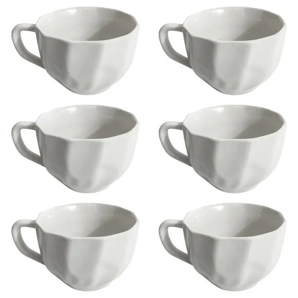 Kit 6 Xícaras Café 200ml Porcelana Branca Canecas Decorativas Para Cozinha