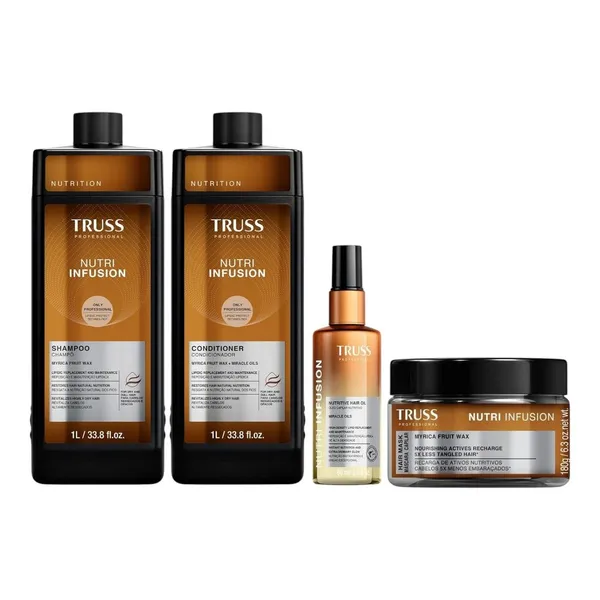 Kit Truss Nutri Infusion - Shampoo 1L + Condicionador 1L + Óleo 60ml + Máscara 180g