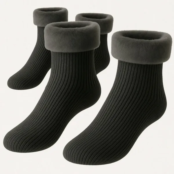 Kit 2 Pares Meias Térmica Quente Grossa Forrada Inverno Frio Quentinha