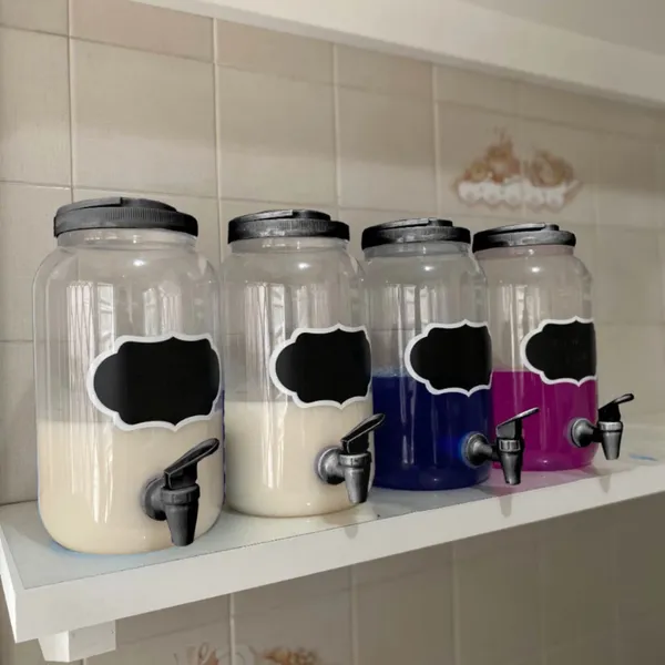 Kit 3 Porta Amaciante Sabão Em Pó Liquido 3,6 Litros Dispenser Com Lousa Para Escrever