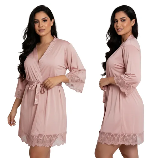 Robe de Luxo Com Renda Hoby sensual ou Amamentação Roupão Feminino linha noite.
