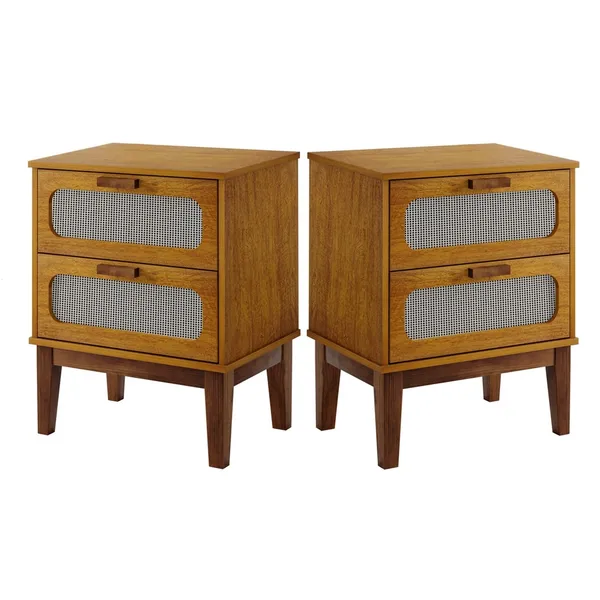 Mesa de Cabeceira Santorini 45cm Pés Madeira Quarto Reforçada Estilo Retrô C/telinha na Gaveta
