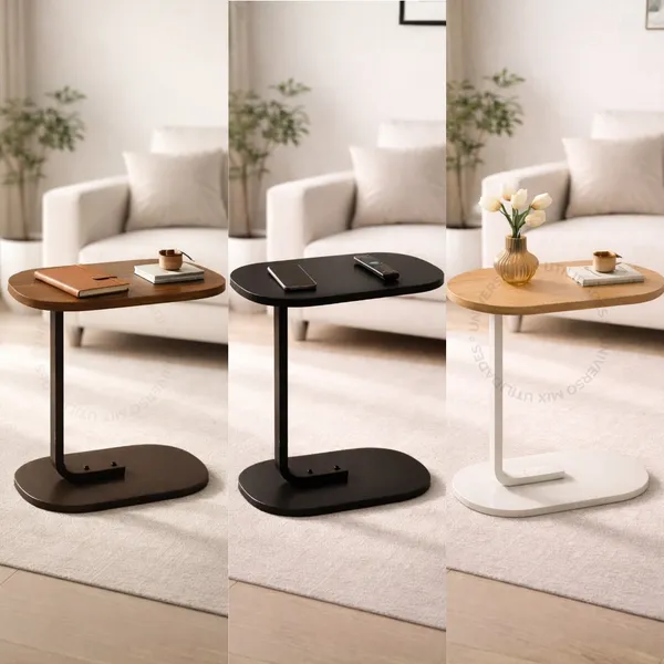 Mesa De Apoio Lateral Para Sofá Cama Notebook Portatil - Base de Ferro  e MDF