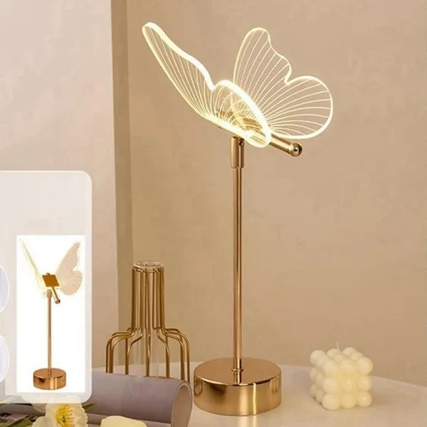 Candeeiro de mesa borboleta, luz noturna nórdica para quarto bivolt 3cors - Presente de Natal