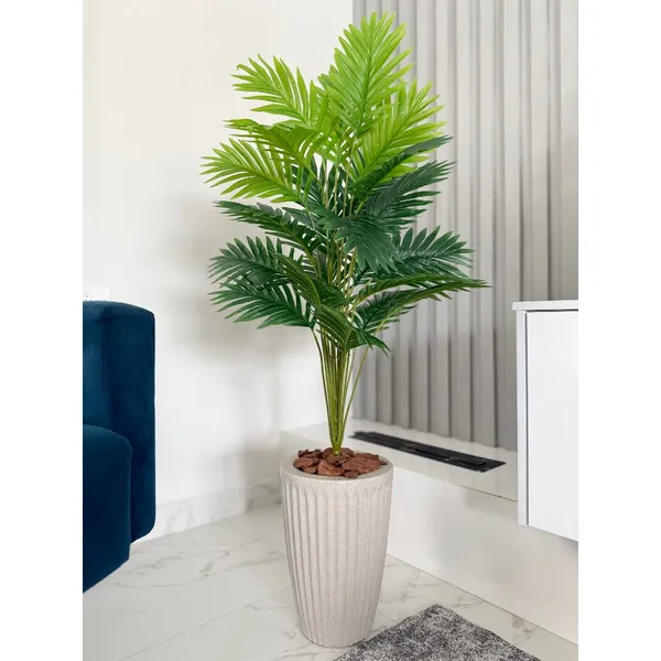 Planta Artificial Palmeira ​com Vaso Polietileno Cone Romano