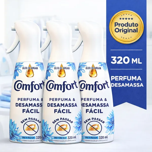 Comfort Spray Passa Fácil 320ml Desamassa, Perfuma e Neutraliza Odores – Revitalizador de Roupas