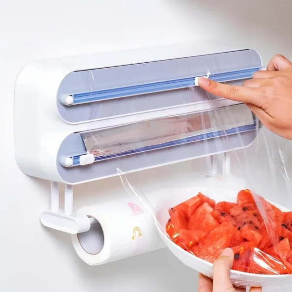 Porta Papel Filme Alumínio Dispenser 3 Em 1 Cortador Duplo.XHL HOME