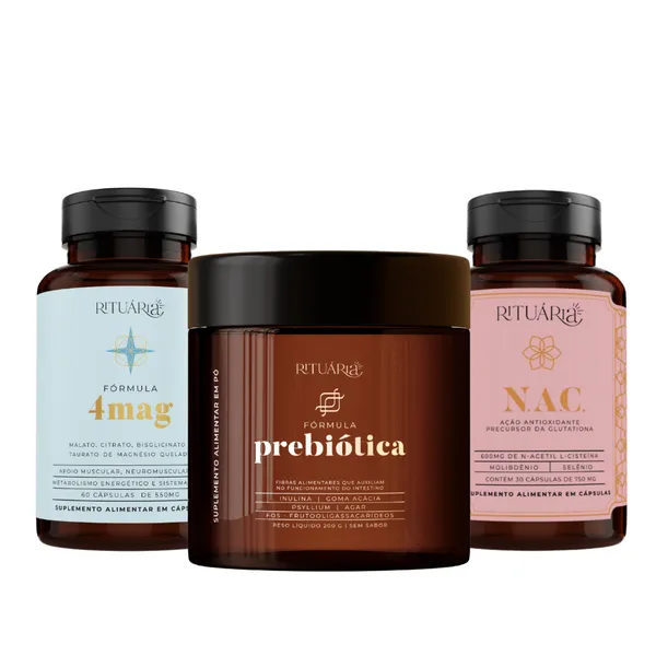Kit Suplemento Prebiótica 4Mag Magnésio Fórmula NAC Rituária