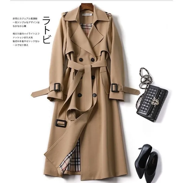 Trench Coat Feminino, outono/inverno, manga comprida