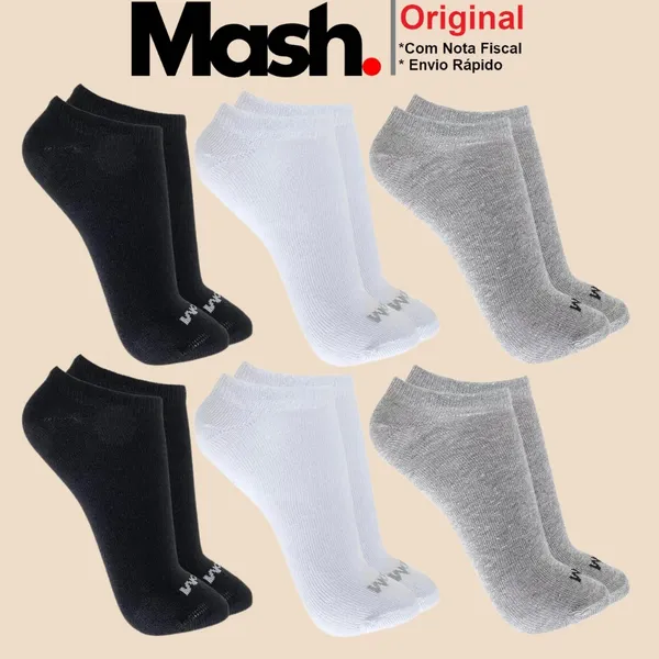 Kit Com 6 Pares de Meias Sport Mash Cano Curto em Algodao Unissex Para Corrida Caminhada