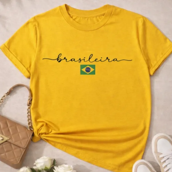 Camiseta feminina Brasileira, Copa 2026 100% Algodão