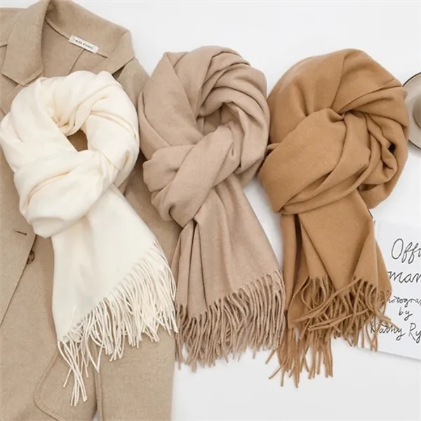 Cashmere Cachecol Quente , De Caxemira , Pashmina De Desenho Lateral De Cor Sólida