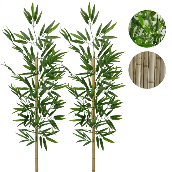 2 Hastes de Bambu Artificial Grande Sem Vaso Decoração