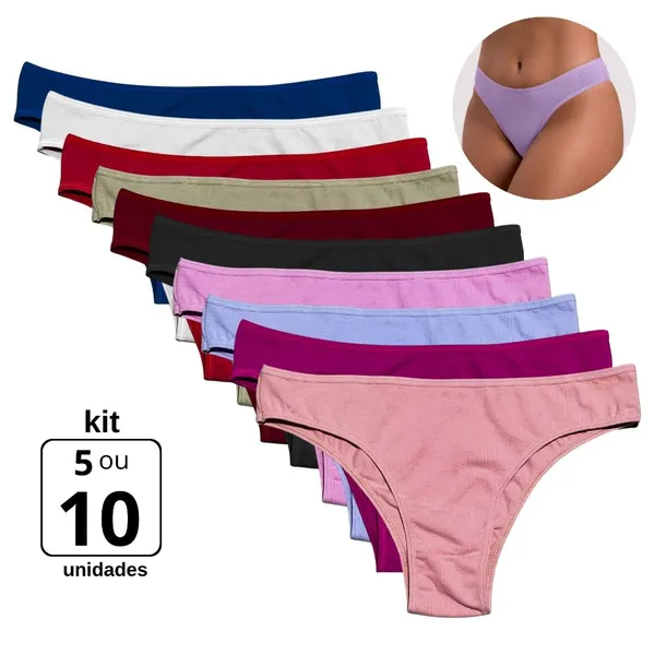 Kit Calcinha Cotton Confort Algodão Tanga Básica Feminina Conforto