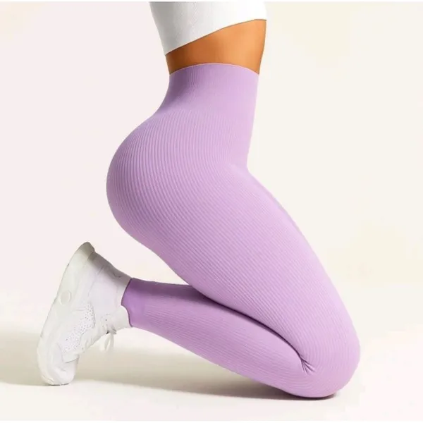 Calça legging canelada feminina sem costura leggings cintura alta