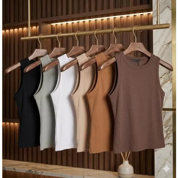 KIT 3 Regatas Blusa Feminina Suplex Duplo Básica Lisa Blogueira Tendencia