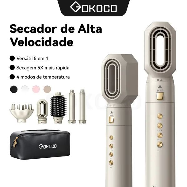 GOKOCO Escova Secadora 5 Em 1 GD031 Conjunto De Secador De Cabelo Multifuncional De Alta Velocidade Para Alisar Enrolar