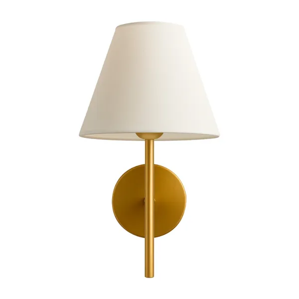 Luminária Arandela Tocheiro Ponente Metal e Tecido Champanhe 30cm com Soquete E27 para Iluminação Decorativa Bivolt