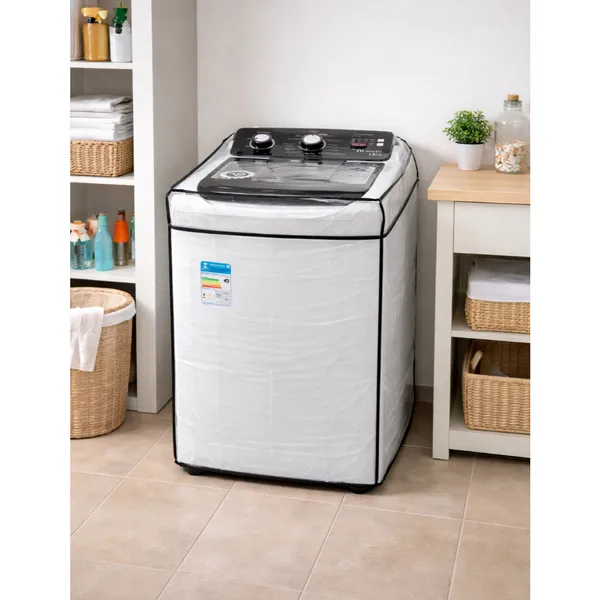 Capa Plastica Para Máquina de Lavar Roupa 8a17kg Consul Brastemp Electrolux Transparente C Elástico
