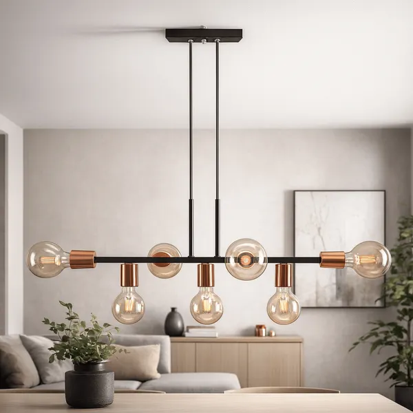 Lustre Pendente Industrial 7 Lâmpadas 68cm Metal Moderno Decorativo Bivolt