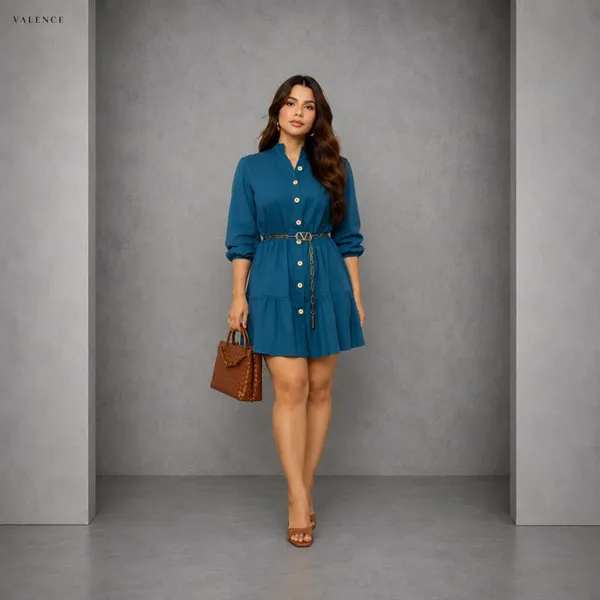 vestido chemise feminino Linho Premium com Botões a manca longa look tendência verão 2026