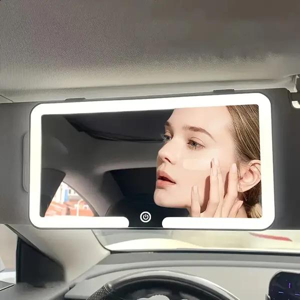 Espelho De Maquiagem Para Viseira Solar De Carro , Com 3 Modos De Luz LED , Tela Sensível Ao Toque Regulável , Interior