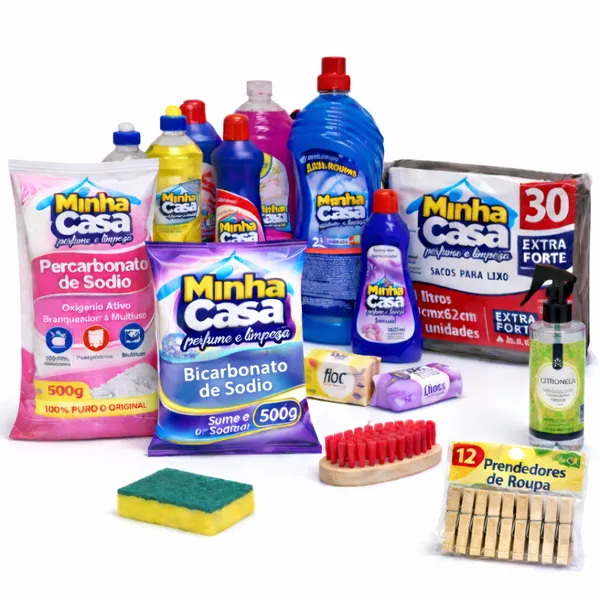 Cesta Básica de Limpeza Completa Kit Econômico Profissional para Casa e Empresa