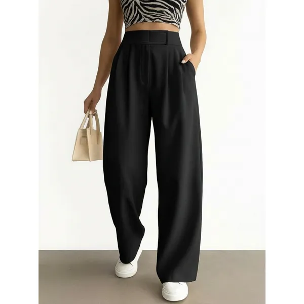 1452 Calça Feminina, Cintura Alta, Elegante, Despojada, Social, Casual, fechamento colchete.