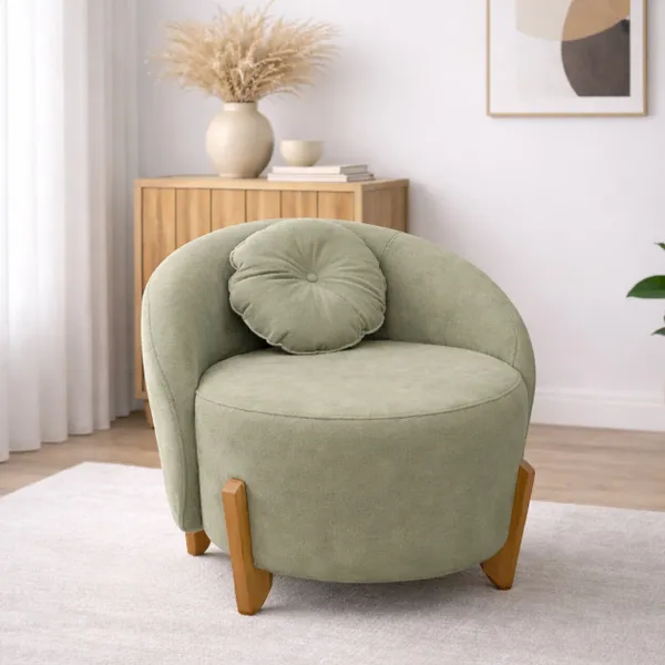 Poltrona Orgânica Com Almofada ​Tecido Boucle Para Sala Salão de Beleza Estetica