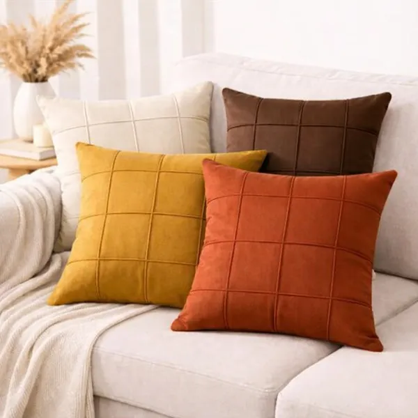 kit 2 Capa de Almofada  Decorativa C/ Ziper 45cm x 45cm Suede Aveludada Sem Enchimento Natalina