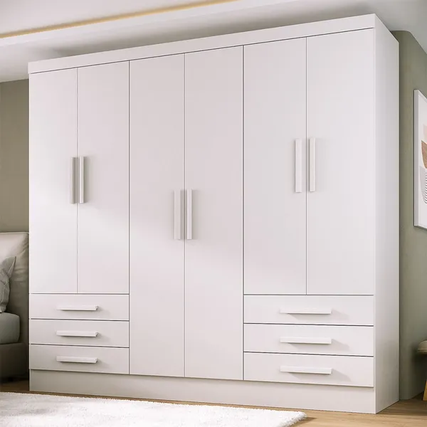 Guarda-Roupa Solteiro Lancaster 6 Portas 6 Gavetas 100% MDF - Panorama Móveis
