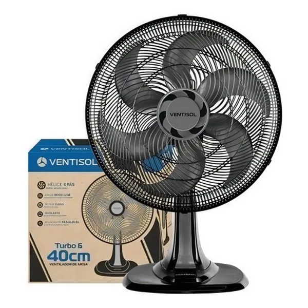 Ventilador de Mesa ​40 cm 10 Pás com 3 Velocidades Ventisol Turbo 10